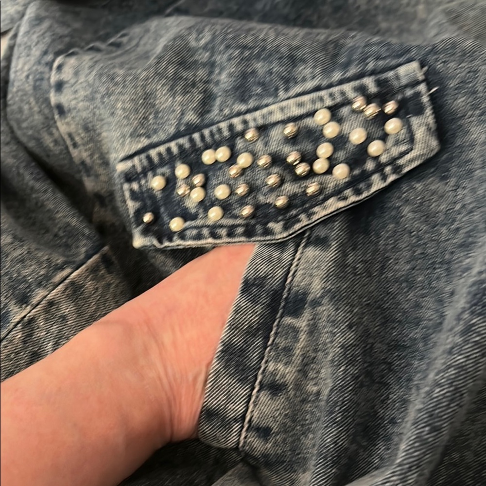 PLUS SIZE LONG JEAN JACKET WITH EMBELLISHMENTS - Picture 8 of 10